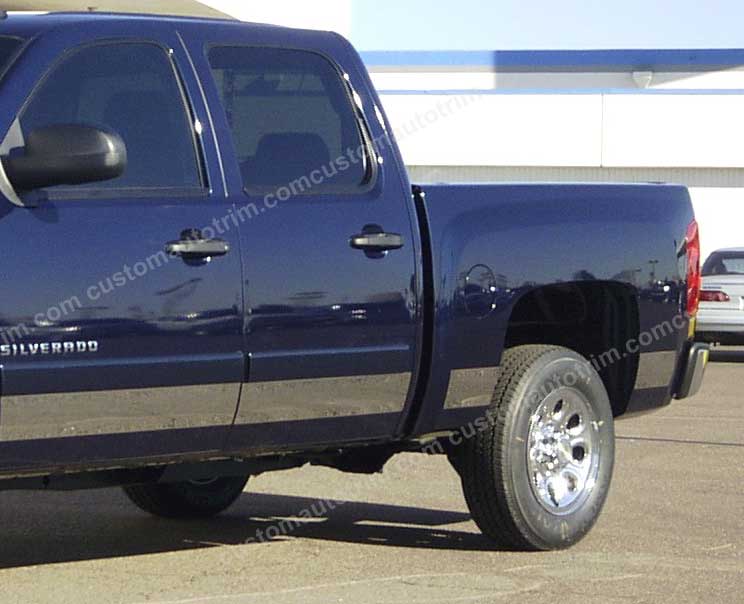Sample 5 1/2 inch Rocker Panels shown on Silverado Crew Cab 5 Ft 8 inch Bed (not Dually)