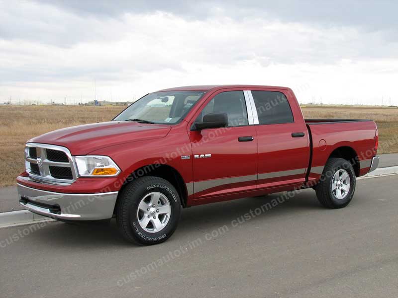 Sample 5 3/4 inch Rocker Panels shown on Ram 1500 Crew Cab 5 Ft 7 inch Bed
