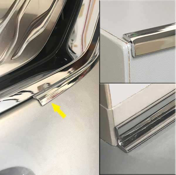 7/16 inch Chrome Flexible Corner Molding.