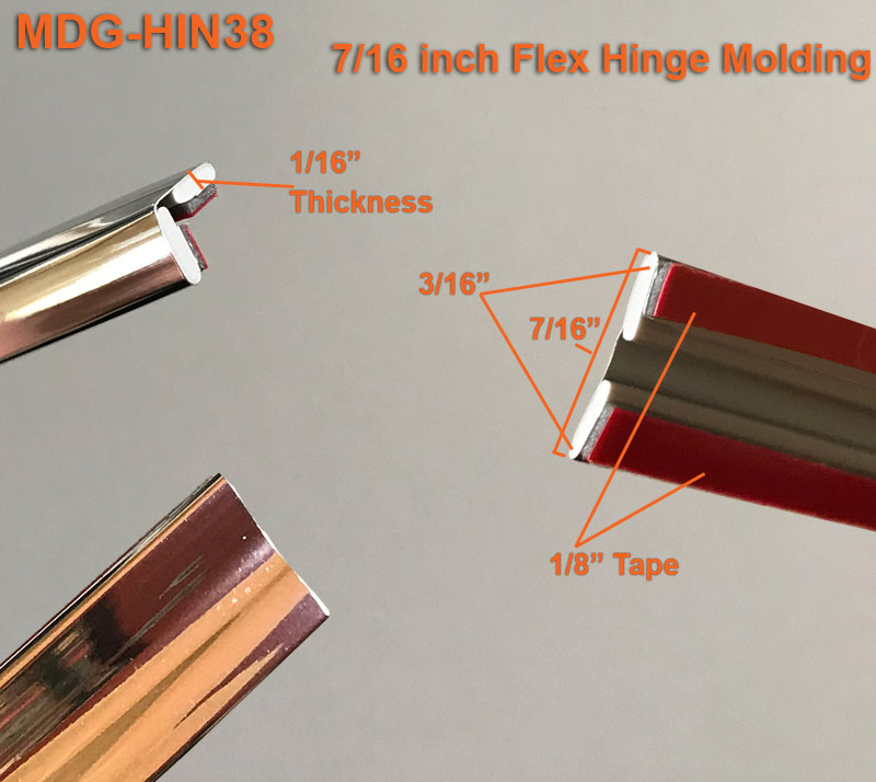 7/16 inch Chrome Flexible Corner Molding.