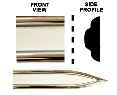 5/8 inch Chrome Edge w/ White Center Body Side Molding w/ Pointed Ends - 2 Pc Set, 13 Ft each pc. 