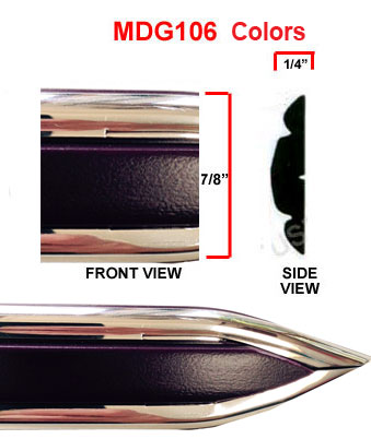 7/8 inch Chrome Edge w/ Custom Color Center Body Side Molding w/ Pointed Ends - 2 Pc Set, 13 Ft each pc. 