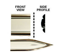 7/8 inch Chrome Edge w/ White Center Body Side Molding w/ Pointed Ends - 2 Pc Set, 13 Ft each pc. 