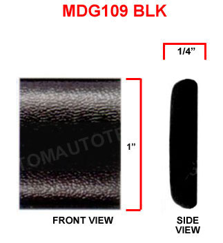 1 inch European Style Black Embossed or Smooth Matte Black Body Side Molding, Roll Stock.