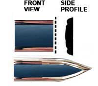 1 3/16 inch Chrome Edge w/ Custom Colors Center Body Side Molding w/ Pointed Ends - 2 Pc Set, 13 Ft each pc. 