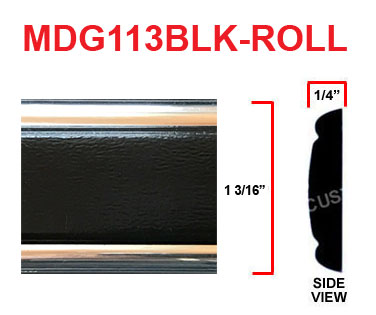 1 3/16 inch Chrome Edge w/Black Center Body Side Molding Roll Stock - 60 Ft Roll.