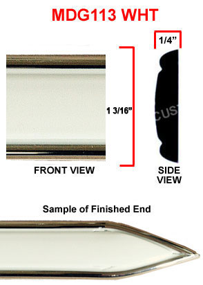 1 3/16 inch Chrome Edge w/ White Center Body Side Molding w/ Pointed Ends - 2 Pc Set, 13 Ft each pc. 