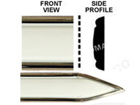 1 3/16 inch Chrome Edge w/ White Center Body Side Molding w/ Pointed Ends - 2 Pc Set, 13 Ft each pc. 