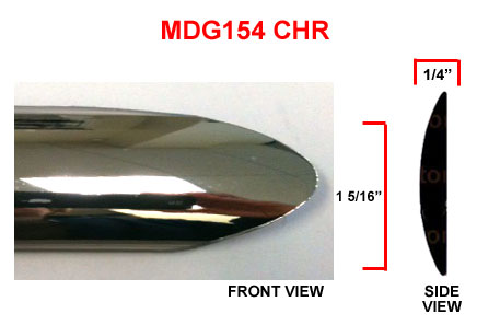 1 5/16 inch Rounded Molding w/ Tapered Shaped Ends Chrome -2 Pc Set, 7 Ft each Pc.