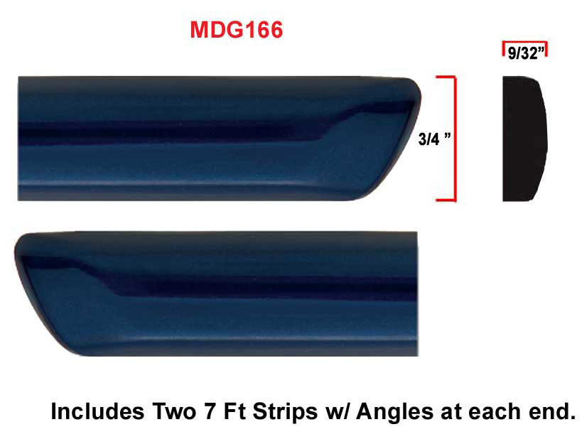 3/4 inch Chevy Factory Style Body Side Molding w/ Angled Ends in Colors.