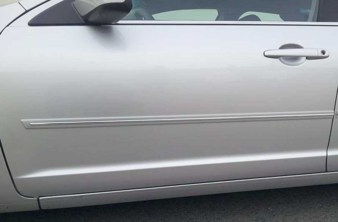 Universal Factory Style Body Side Molding w/ Chrome Strip and Angled Ends, Available in Colors.