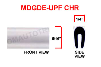 5/16 inch Large U Shaped Door Edge Molding - Black, Chrome, White or Gold Sold by the Roll.