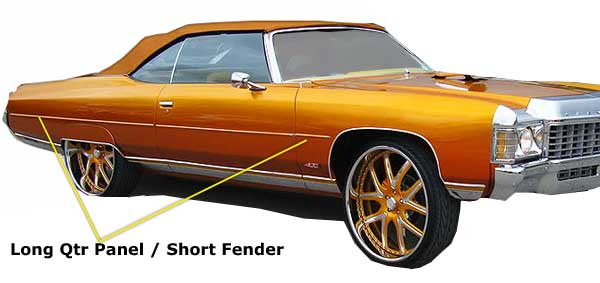 5/8 inch Beltline Molding Pkg for Impala, Caprice and Large Luxury Cars - Short Front Fender