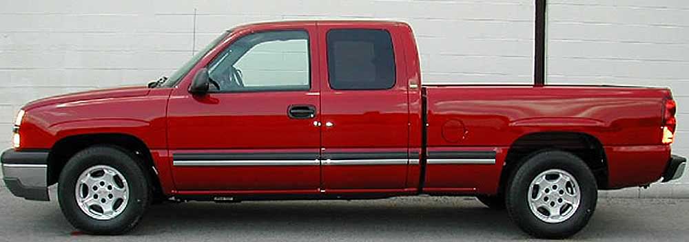 Chevy 2003-2006 Truck Factory Style Body Side Molding 4 3/16 inch Black & Chrome 19 Ft Roll