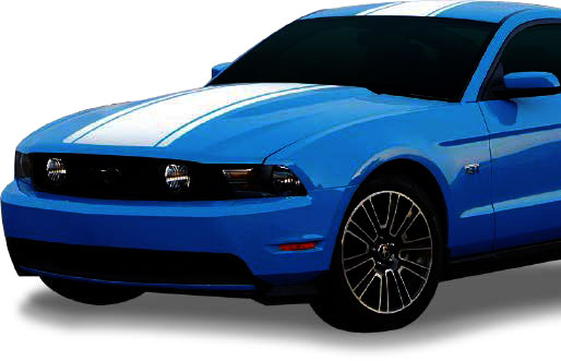 (2010-2012) 22 inch Racing Stripe Kit Mustang (w/o Hood Scoop, w/ Lip Wing).
