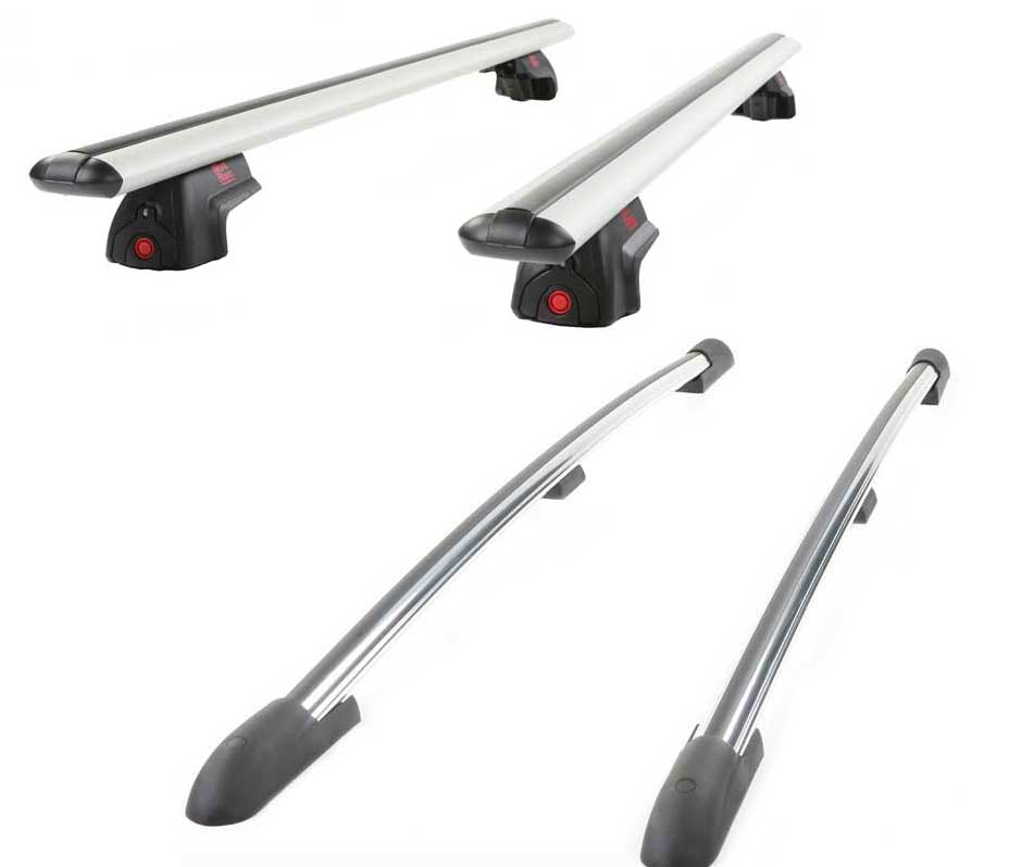 Universal DynaSport-Mont Blanc Aerowing Heavy Duty Roof Rack With Silver Side Rails (Sheet Metal Installs Only)