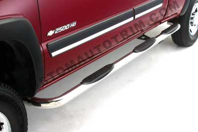 Nissan Titan King Cab Short Bed 3 inch Round Stainless Steel Wheel-to-Wheel Nerf Bars - Pair