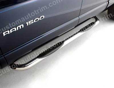 Ram 1500 Crew Cab 5.7 Ft Bed 3 inch Round Stainless Steel Nerf Bars Cab Length - Pair