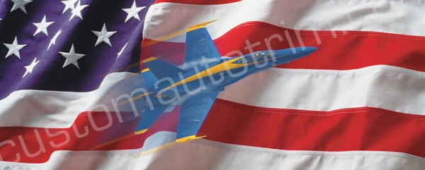 Fighter Plane and Flag Rear Window Graphic