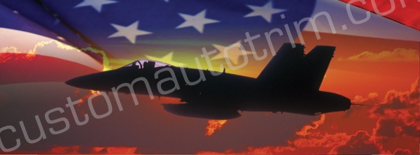 Fighter Jet and US Flag Rear Window Graphic