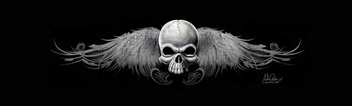 John Rios Wing Skull 2 Black & White Rear Window Graphic