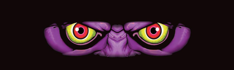 Purple Monster Closeup Eyes Rear Window Graphic