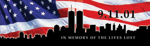 9-11 MEMORIAL SKYLINE AND FLAG Rear Window Graphic