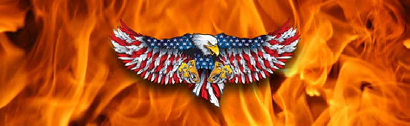 American Eagle Flag on Flames Rear Window Graphic