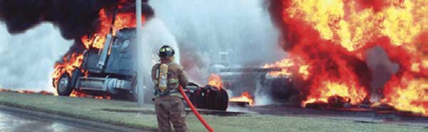 Fireman at Highway Accident Rear Window Graphic