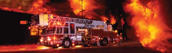 Ladder Truck at Scene of Fire Rear Window Graphic