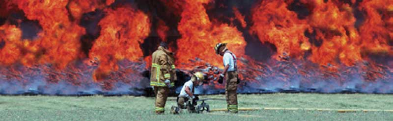 Firefighters at Wall of Flames Rear Window Graphic