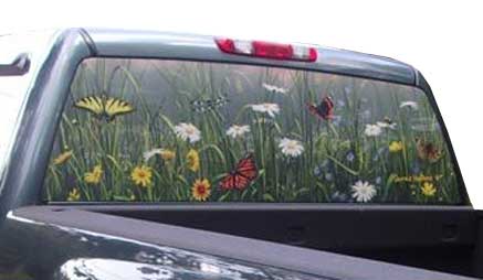 BUTTERFLIES AND FLOWERS Rear Window Graphic