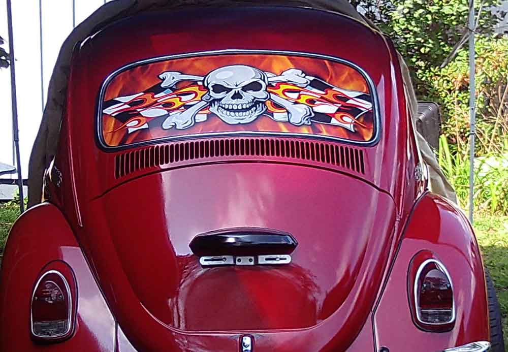 Skull And Flames Rear Window Graphic