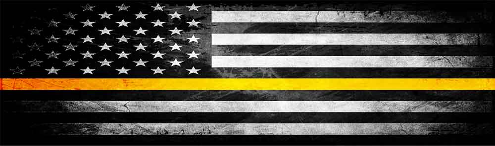 The Thin Yellow Line American Flag Honor Security Guards Rear Window Graphic
