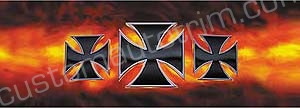Iron Cross with Flames Rear Window Graphic